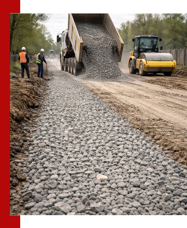 Доставка щебня для отсыпки дорог в Спасске-Дальнем высокого качества