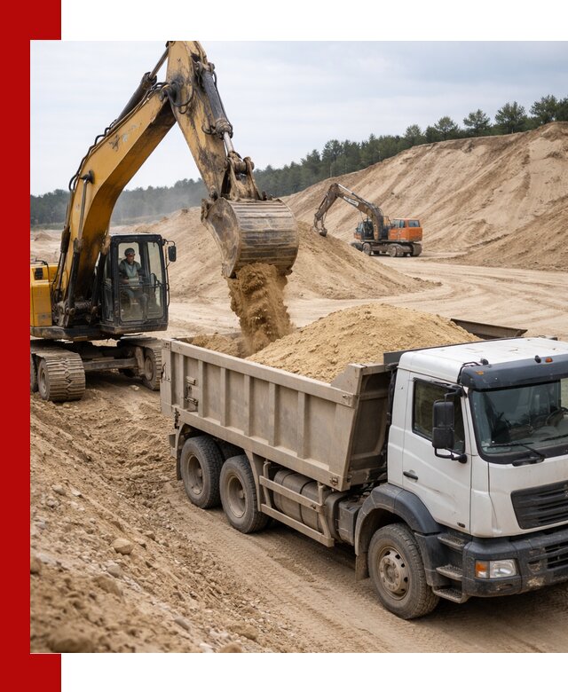 Доставка карьерного песка с самосвалами и разгрузкой в Спасске-Дальнем