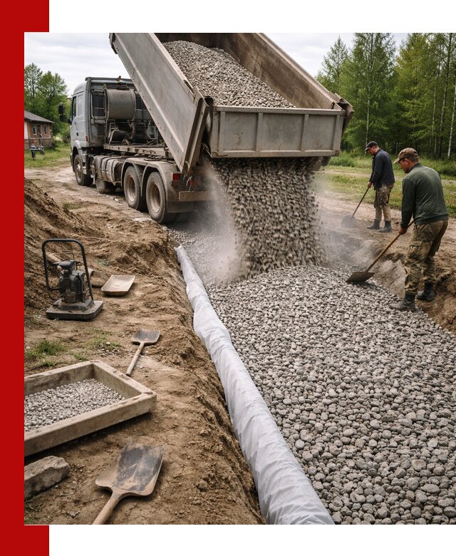 Гравий для дренажа с доставкой в Спасске-Дальнем качественный и недорогой