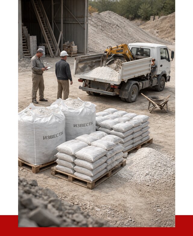 Известь строительная в Спасске-Дальнем с доставкой от 4346 р. | ПРОНЕРУДСпс
