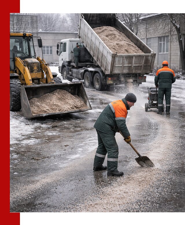 Реагент против гололеда с доставкой и нанесением в Спасске-Дальнем