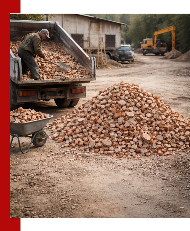 Доставка и подушка из боя кирпича с разгрузкой в Спасске-Дальнем