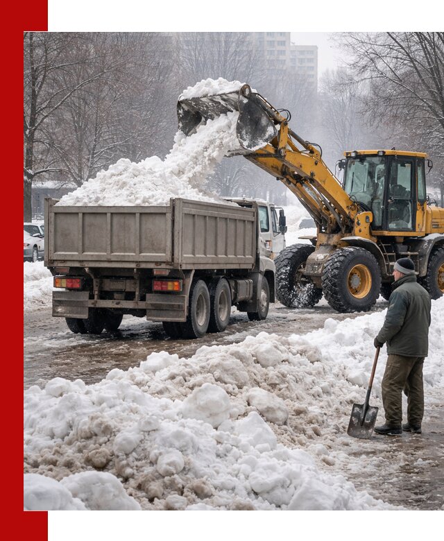 Вывоз снега грузовой техникой в Спасске-Дальнем оперативно и чисто