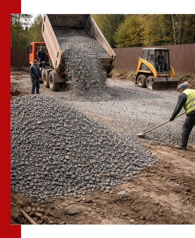 Отсыпка участка щебнем с доставкой и уплотнением в Спасске-Дальнем