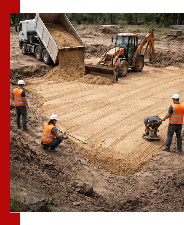 Устройство песчаной подушки для фундаментов и дорог в Спасске-Дальнем