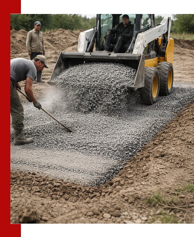Устройство щебеночной подушки в Спасске-Дальнем для дорог и фундаментов